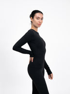 Essential Long Sleeve Fitted Top - Black