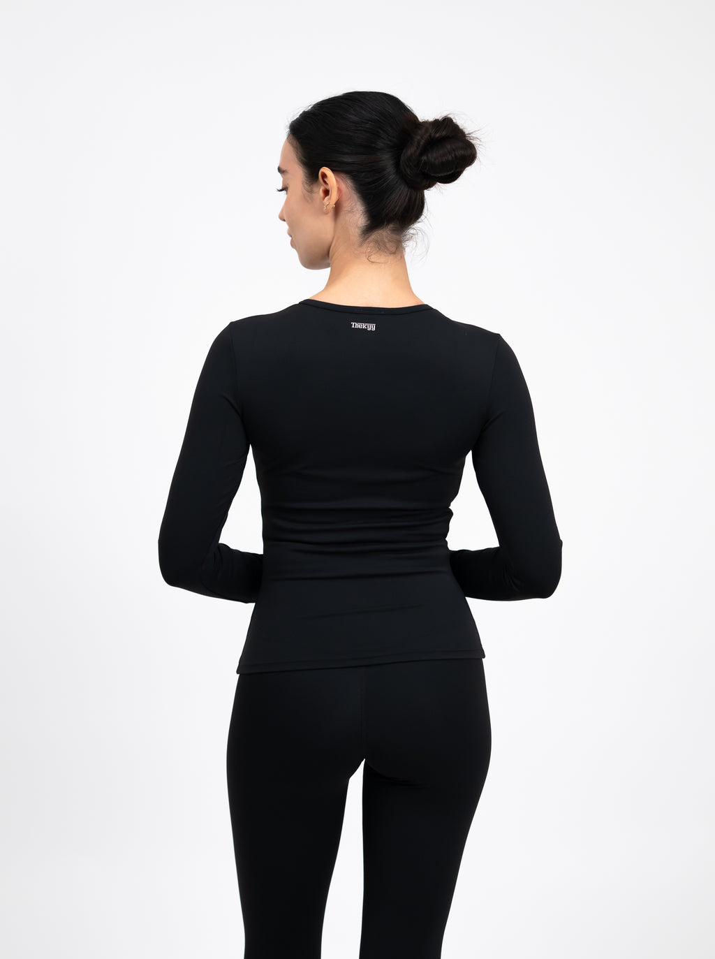 Essential Long Sleeve Fitted Top - Black