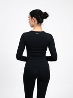 Essential Long Sleeve Fitted Top - Black