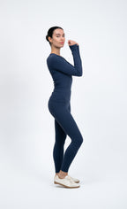 Essential Long Sleeve Fitted Top - Pageant Blue