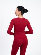 Essential Long Sleeve Fitted Top - Maroon