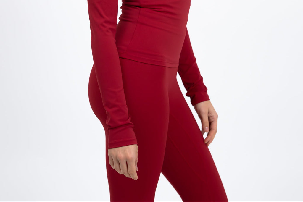 Essential Long Sleeve Fitted Top - Maroon