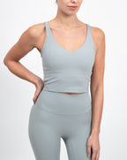 BareFit V-Neck Cropped Tank Top - Slate Gray
