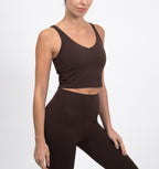 BareFit V-Neck Cropped Tank Top - Espresso