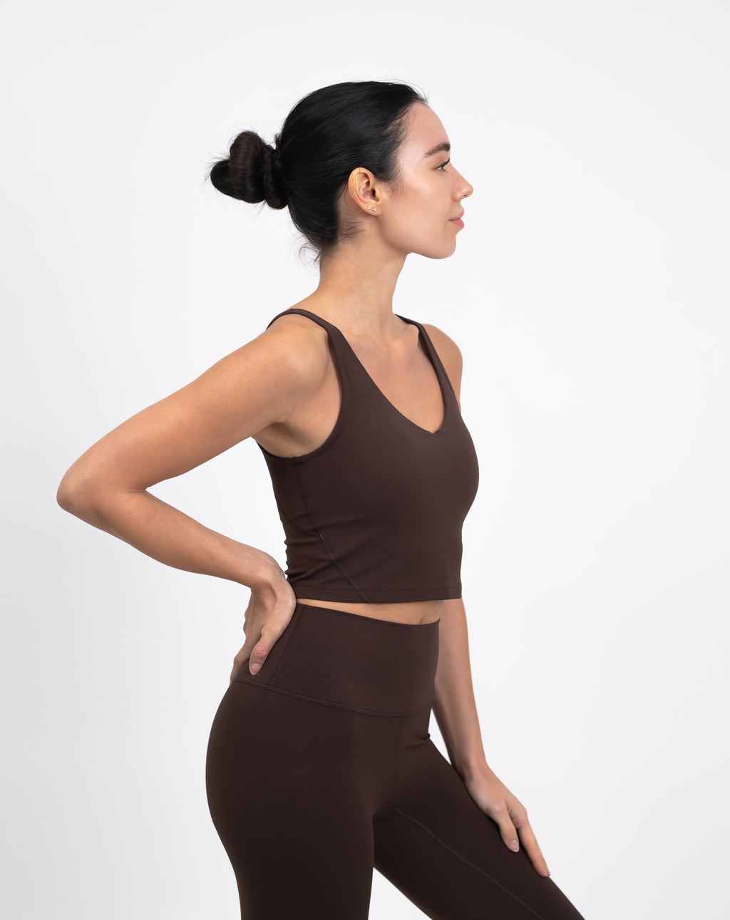 BareFit V-Neck Cropped Tank Top - Espresso