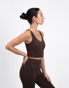 BareFit V-Neck Cropped Tank Top - Espresso