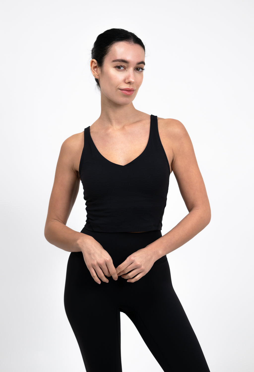 BareFit V-Neck Cropped Tank Top - Black