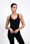 BareFit V-Neck Cropped Tank Top - Black