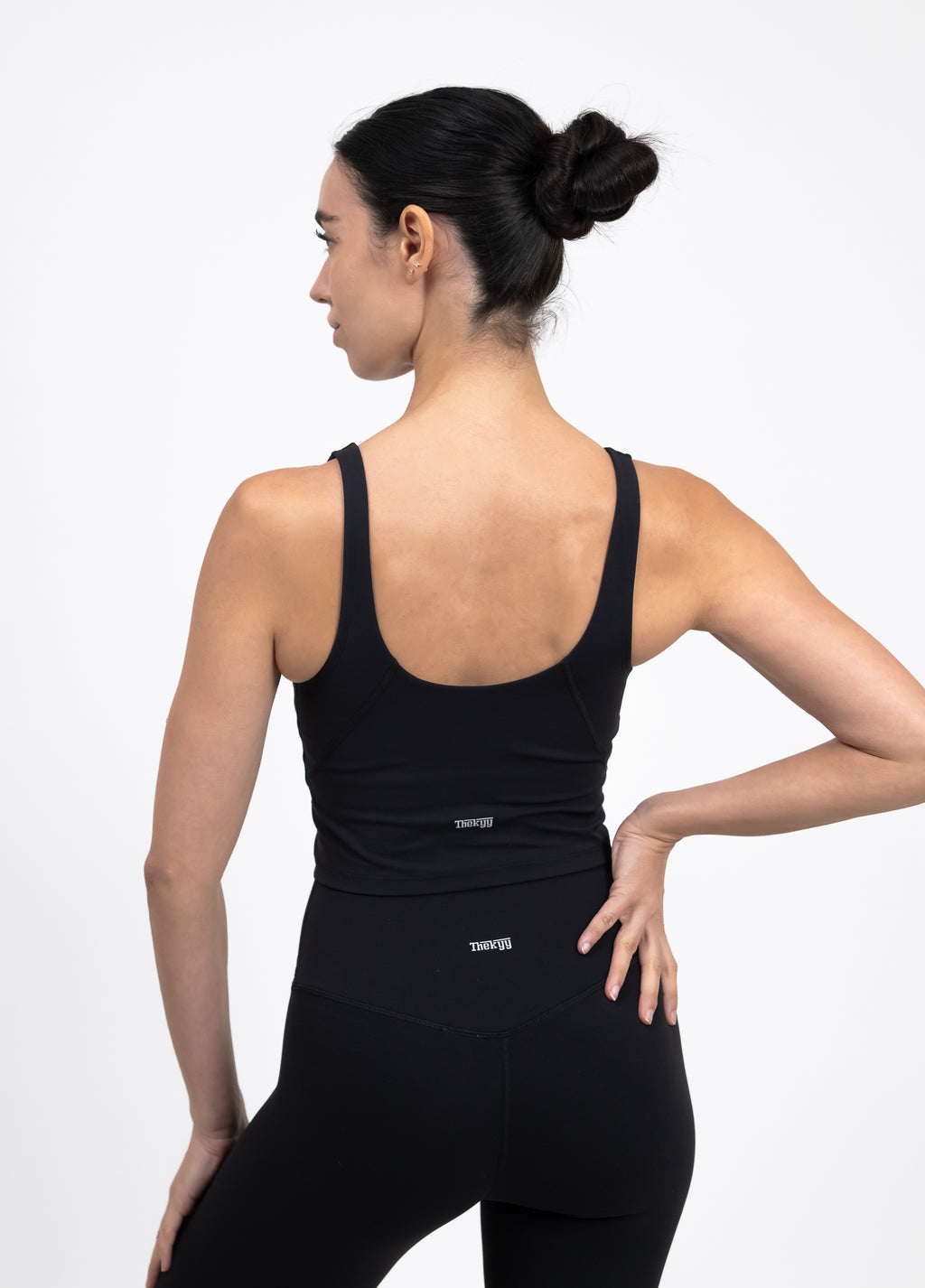 BareFit V-Neck Cropped Tank Top - Black