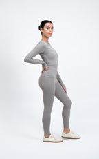 Essential Long Sleeve Fitted Top - Limestone