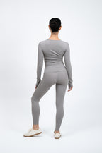 Essential Long Sleeve Fitted Top - Limestone