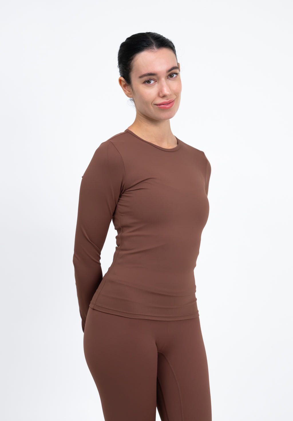 Essential Long Sleeve Fitted Top - Mocha