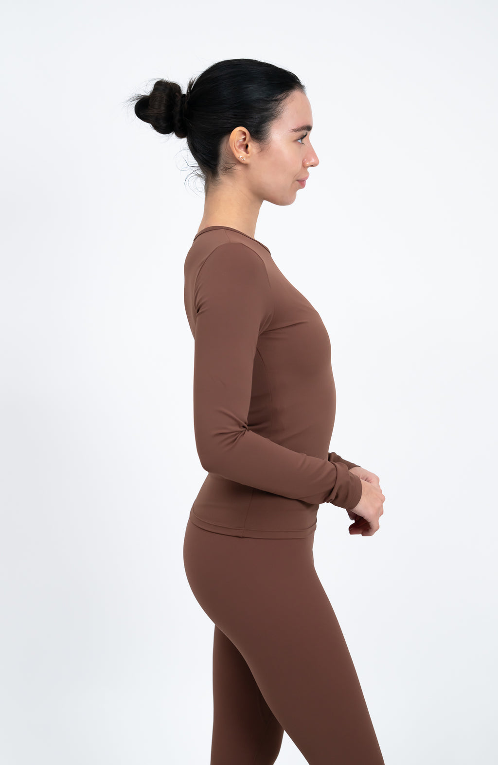 Essential Long Sleeve Fitted Top - Mocha