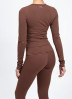 Essential Long Sleeve Fitted Top - Mocha